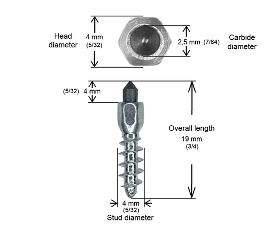 SS-28F iGrip 28mm snowmobile stud offering ultimate traction and control on icy terrain