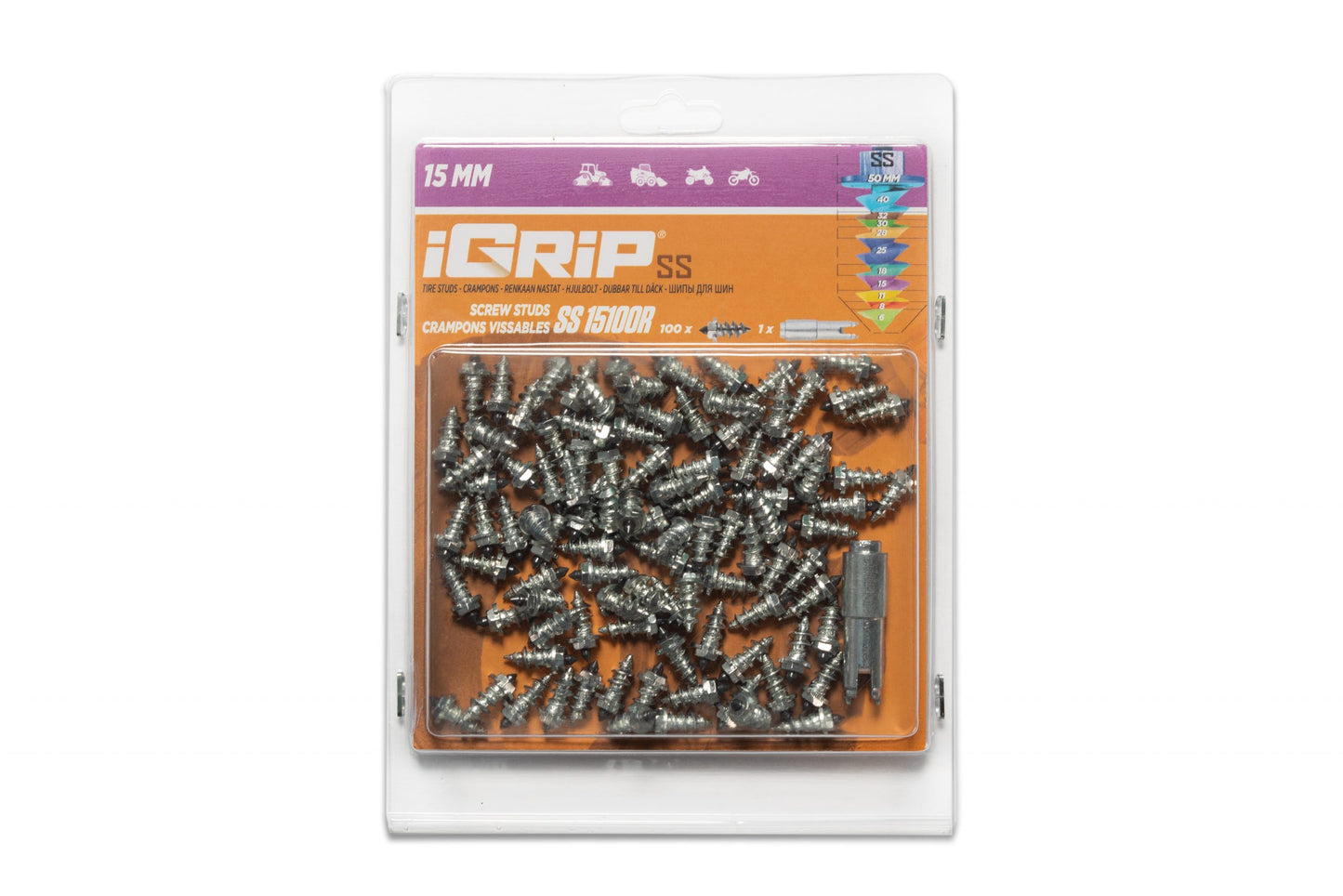 SS-15R iGrip 15mm shouldered racing tire studs providing professional traction and stability on icy racing surfaces