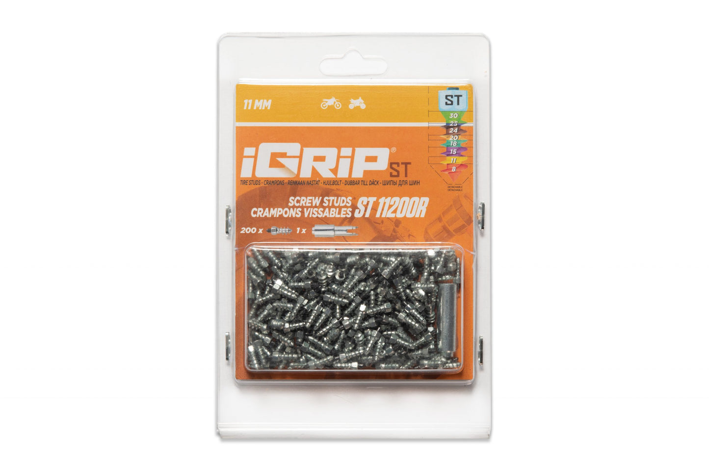 ST-11R iGrip standard racing studs providing precision traction and control on icy racing tracks