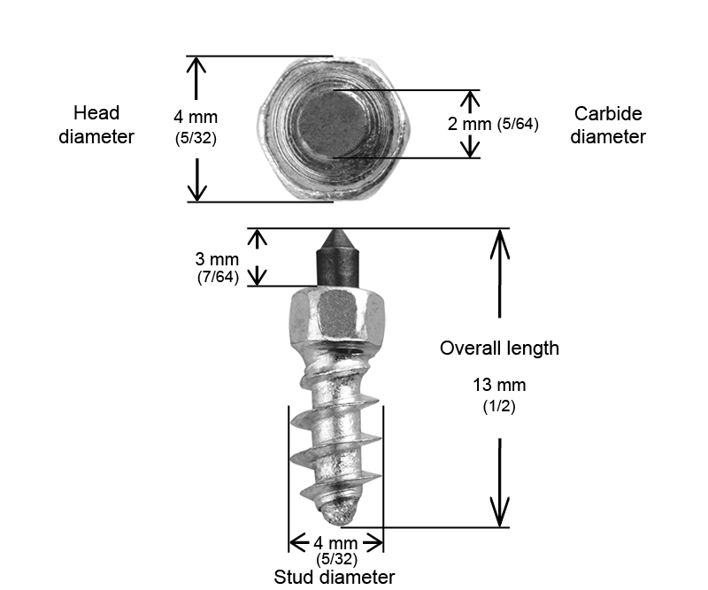 ST-11R iGrip standard racing studs providing precision traction and control on icy racing tracks