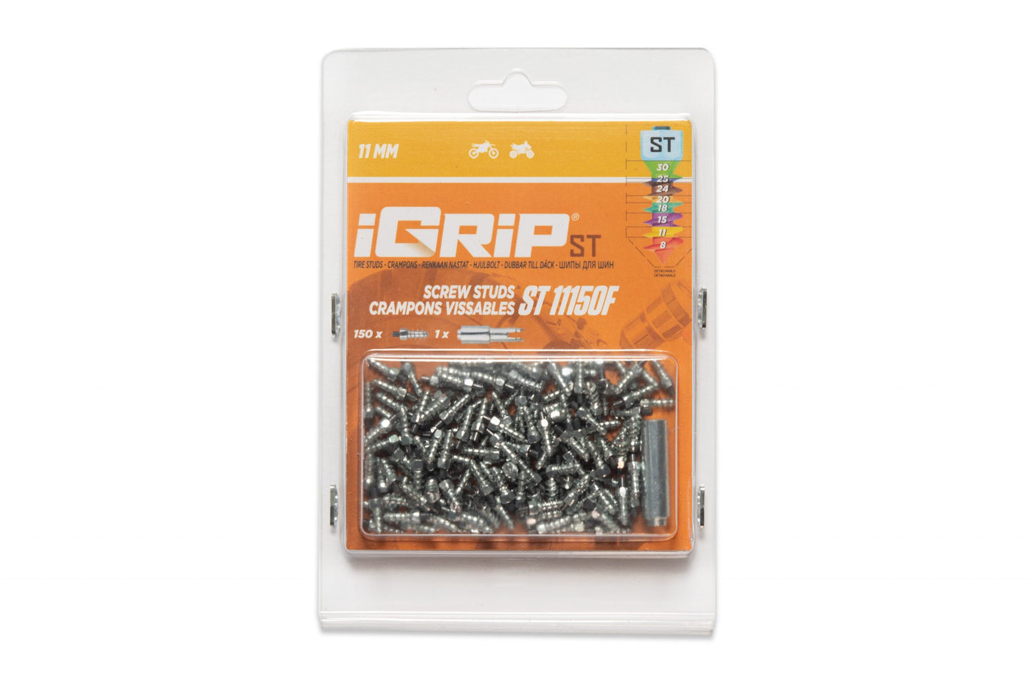 ST-11F iGrip 11mm standard studs providing durable traction and stability on icy and snowy terrain