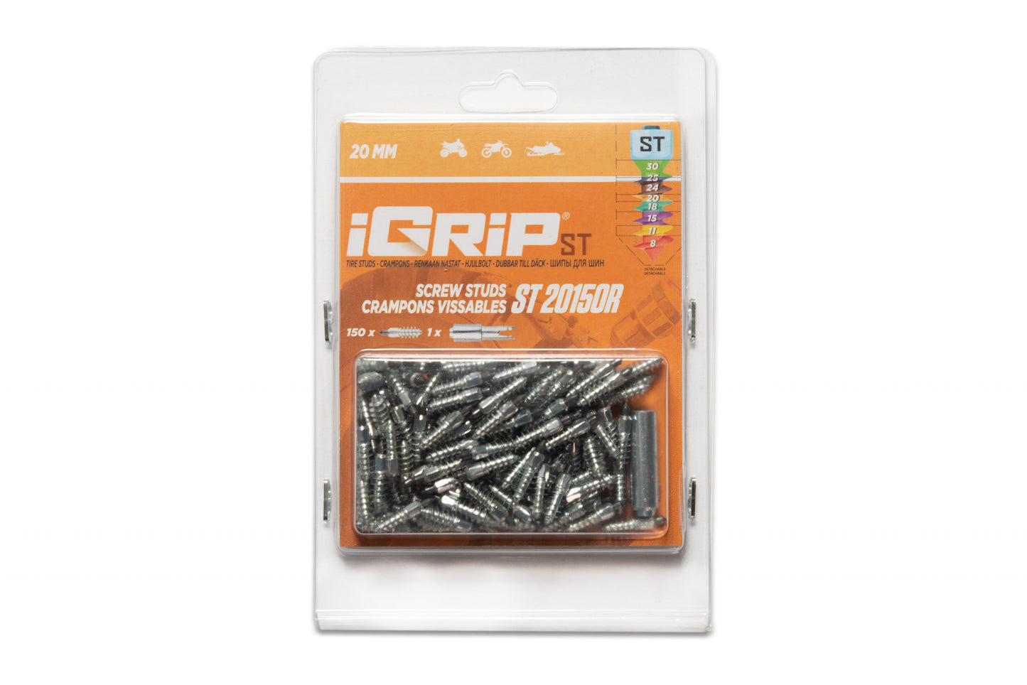 ST-20R iGrip 20mm standard racing studs providing superior traction and control on icy and snowy surfaces
