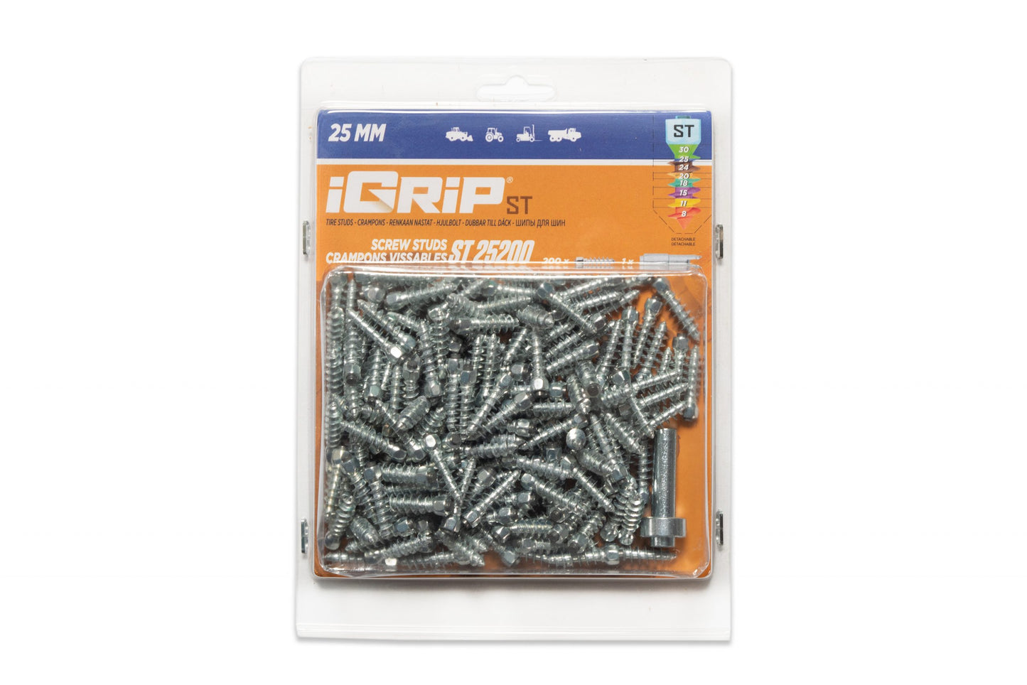 ST-25 iGrip 25mm standard studs delivering strong traction and stability on icy and snowy terrain