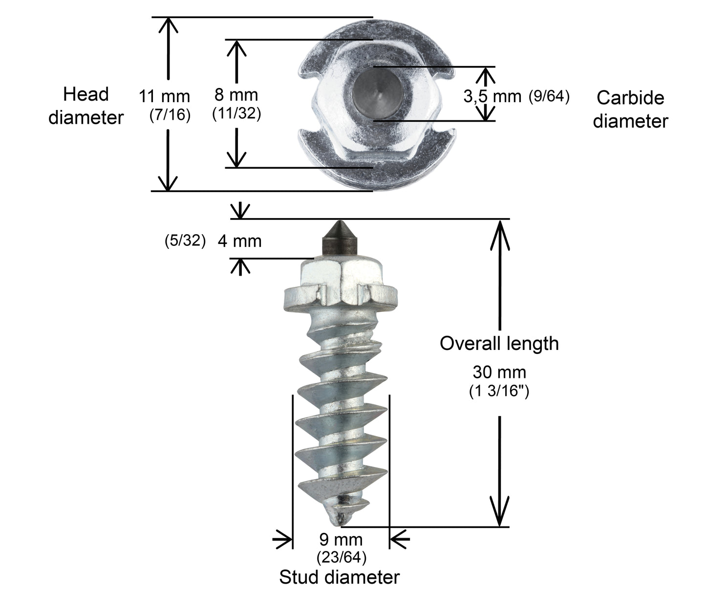SS-25R Shouldered iGrip Tire Studs